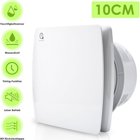 SWANEW Badlüfter 100mm Feuchtesensor Timer Ventilator Mit Rückflussleitblech Wandlüfter 100mm (1/5)