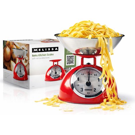 Melissa Bilancia da Cucina Retrò Analogica Metallo 5kg Ciotola Inox Rossa