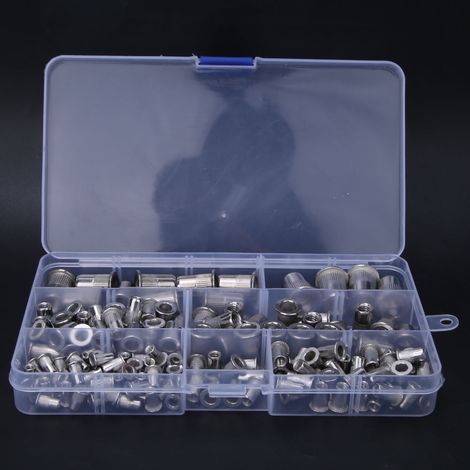 165-teiliges Nietmuttern-Set aus Edelstahl 304, M3–M10, inklusive Fächer für Zugnietmuttern (1/5)