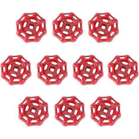 Vanne Volant Fer Vanne à Bille Vanne D'arrêt Robinet Tuyau D'eau Partie Supérieure Poignée 6x6mm (Rouge)-10PCS GROOFOO