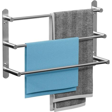 Toallero de baño, estante de 3 barras en acero inoxidable SUS 304, barra de toallas de pared de 40 cm, barras de toallas para baño, cocina y aseo. (1/4)