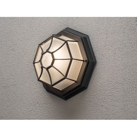 Wandleuchte / Deckenlampe für Außen schwarz mit gefrostetem Acrylglas Ø 27cm (1/5)