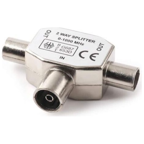 Female to Two Male TV Antenna Coax Connector - Fully Shielded Bi-Directional Splitter - Minimal Signal Loss - Corrosion Resistance (1/5)
