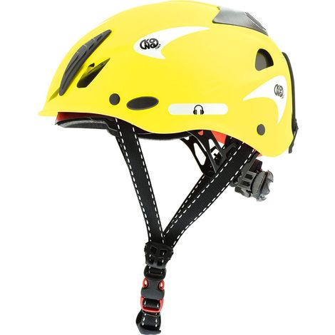 Kong. Mouse Work. Casco da Lavoro Aerato. Casco di Sicurezza. Certificato EN 397:2012 e A1:2012. 385g. Taglia Unica. Regolabile 52-64cm. Made in Italy. Colore Giallo Fluo.