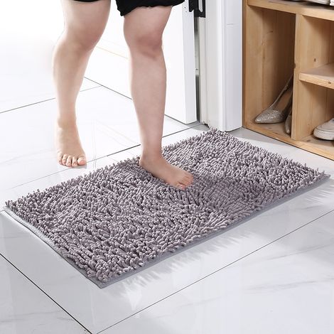 Tappeto antiscivolo ingresso camera bagno 30x50cm assorbente pavimento, grigio
