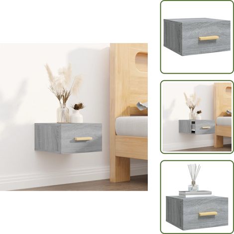 Table de chevet murale sonoma gris 35x35x20 cm - Table De Chevet Murale - Meuble De Chambre - Table De Nuit - Étagère Murale - Rangement Minimaliste (1/5)