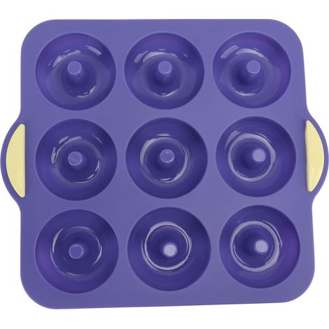 Moule à donuts en silicone à 9 cavités, antiadhésif, résistant à la chaleur, idéal pour gâteaux, biscuits, bagels et muffins, bleu royal.