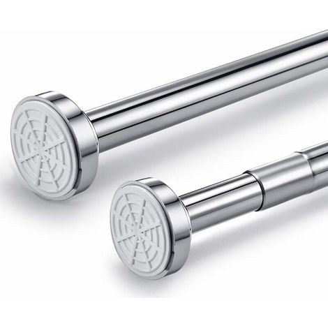Tringle à rideau de douche télescopique en acier inoxydable, sans perçage, réglable.