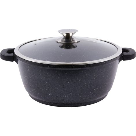 KAMBERG Pentola 28 cm, Ghisa di Alluminio, Rivestimento Antiaderente di Alta Performance Pietra, Coperchio in Vetro, Tutti Fornelli y induzione, Senza PFOA (1/4)