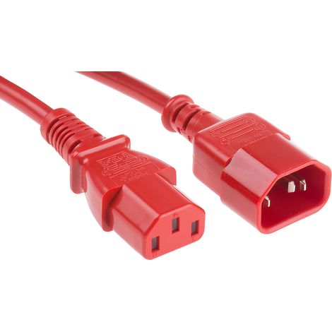 Câble d'alimentation, Rouge, Connecteur C13, IEC vers C14, CEI, 500mm ( Prix pour 1 )