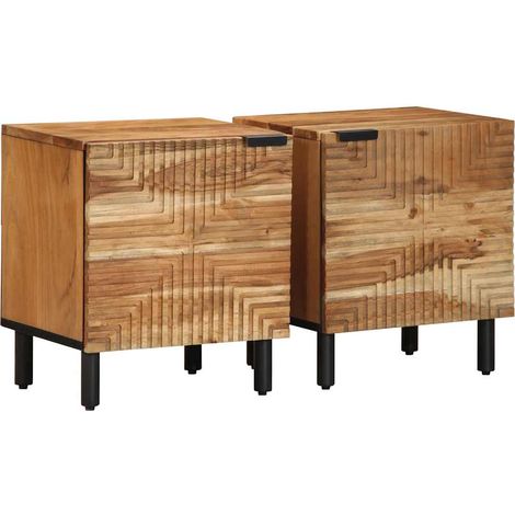 vidaXL Comodini 2pz 40x33x46 cm in Legno Massello di Acacia (1/5)