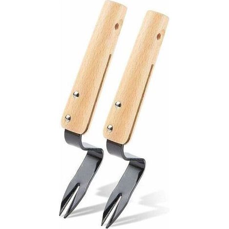 pair 2 Pièces Désherbeur à Main, extracteur de Mauvaises Herbes à Fourche de désherbage Manuel des Racines, Outil de désherbage avec poignée pour l'entretien du Jardin,Fontainebleau (1/4)