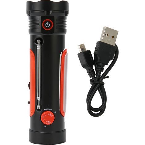 Radio de survie portable avec manivelle solaire, lampe torche, alarme SOS et 2600mAh pour randonnée et camping (1/5)