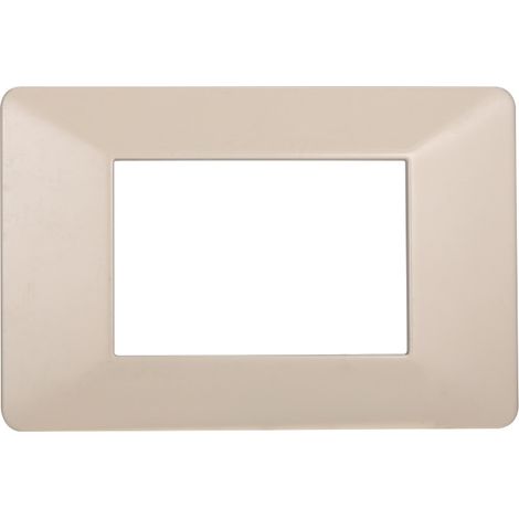 Placca compatibile Vimar Plana 3 moduli plastica colore sabbia Ettroit EV83309 (1/4)