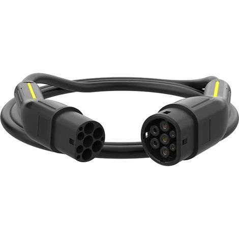 Cable de carga, compatible con tipos 1 y 2, diseño duradero e impermeable, 5 metros, tipo 2, 32 A, trifásico. (1/2)