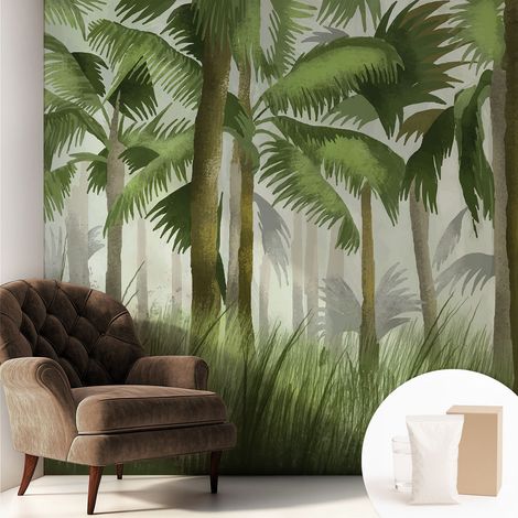 Carta Da Parati - Mural - Con Sala Da Pranzo - Camera Da Letto - Cameretta - Con Colla Gratuita Foresta tropicale 250x250 cm (1/5)