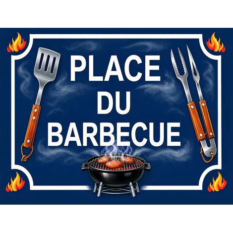 Plaque Métal Décorative Place du Barbecue 20 x 15 cm (1/2)