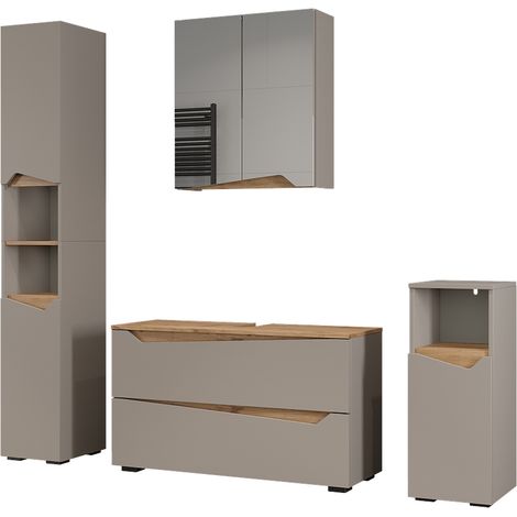 Badmöbel-Set Marelle, Greige/Artisan-Eiche, 4 Teile, Vicco (1/5)