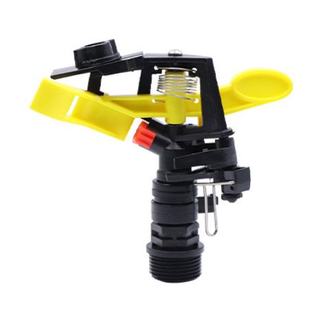 Arroseur Oscillant Automatique Réglable pour Pelouse et Jardin - 6 Points de Pulvérisation, Embout Lisse, Ailettes en Plastique Jaune, Idéal pour Arrosage, Dépoussiérage Chantier et Espaces Verts
