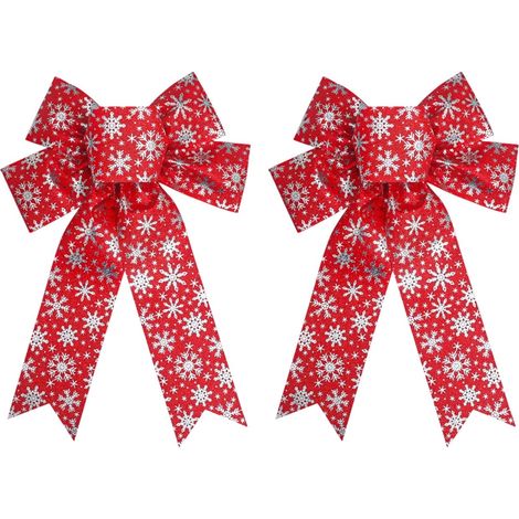 Bow - 33x23 cm - Pour Décoration De Noël - Porte Arbre Guirlande - 2 Pièces (1/5)