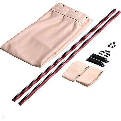 paire de rideaux pare-soleil extensibles en plastique pour vitres latérales/arrière de voiture, avec élastique, couleur beige. (1/5)