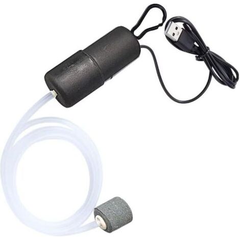 Pompe à Air Aquarium Mini USB Bulleur Aquarium Pompe à Oxygène pour Poisson Réservoir avec Un Pierre à Bulles