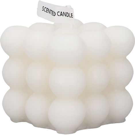 Bougie parfumée artisanale en cire de soja, cube blanc élégant pour décoration intérieure et chambre à coucher (1/5)