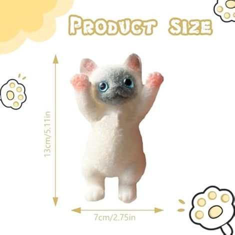 Gros chat tout mou 13 cm x 7 cm, jouet pour chat siamois à presser (1/4)