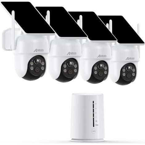 Anran – Kit de vidéosurveillance sans fil 4MP – 4 caméras avec batteries solaires – Vision nocturne couleur – Détection de mouvement intelligente - SD 64 G
