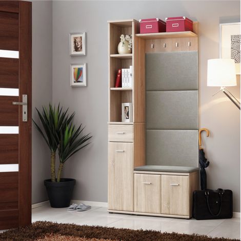 Ensemble de meubles d'entrée "Armario V" - Beige/Gris - L 90 x H 203 x P 32 cm - Livraison gratuite