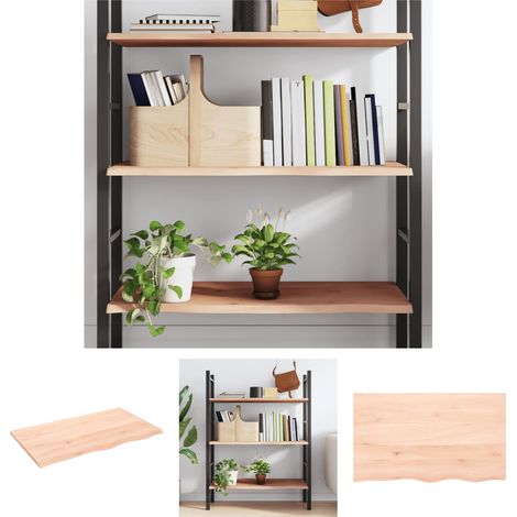 The Living Store - Wandregal 100x60x2 cm Massivholz Eiche Unbehandelt (1/5)
