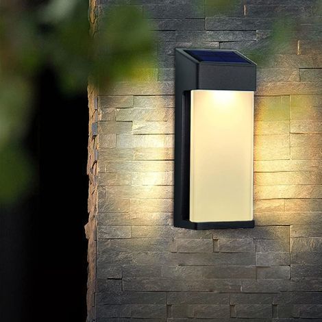 Applique Murale Extérieure Solaire en Aluminium Mur Pack Lumière Étanche Moderne Applique Murale Lanterne Noire Applique Murale Lumière pour Porche, Patio (1/5)
