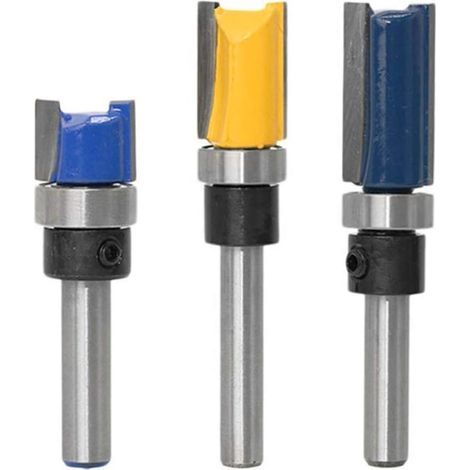 AIDUCHO 3pcs 6.35mm Tige Flush Garniture Routeur Bit Avec Bas Roulement Fraise à Copier Fraise Pour Menuiserie-Lame de Coupe 11.9, 20mm, 25mm (1/5)