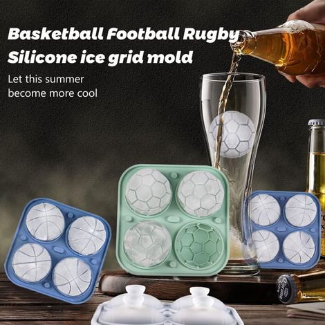 Silikon-Eiswürfelform, Eiswürfelform mit Deckel, Eiswürfelkugeln, 3er-Pack wiederverwendbare große Eiswürfelform (Blau) (1/5)