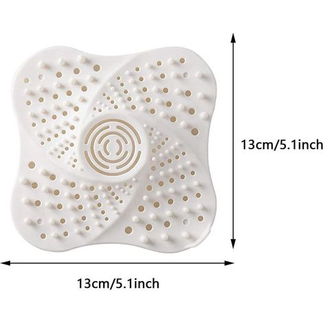 1 pc Protection de Drain de Silicone,Filtre de Couverture de Drain de Baignoire avec Ventouse,Filtre à Cheveux Douche,Filtre évier en Silicone,pour évier de Douche,Baignoire (Blanc)