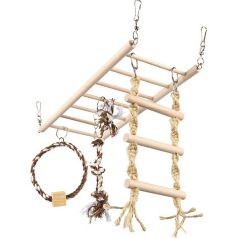 Pont suspendu, échelle sur cordes, furet, en bois 35 × 15 × 15 cm (1/2)