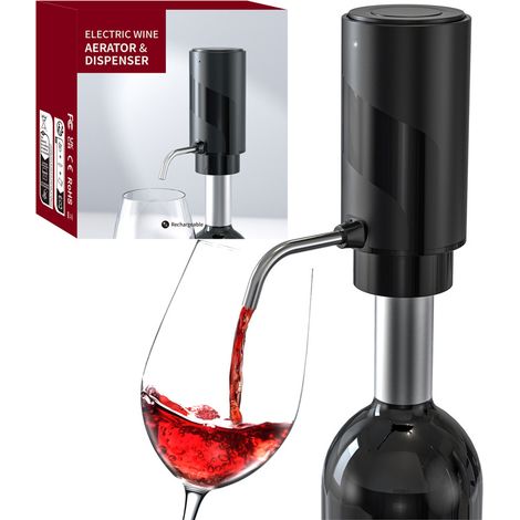 Carafe - décanteuse - Carafe électrique automatique - Carafe rechargeable USB - Noire - Plastique (1/5)