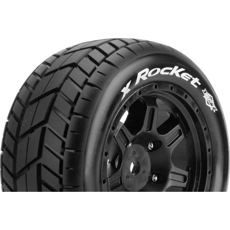 Louise RC - MFT - X-ROCKET - KRATON 8S Serie Tire Set - Mounted - Sport - Black Wheels - Hex 24mm - L-T3295BM