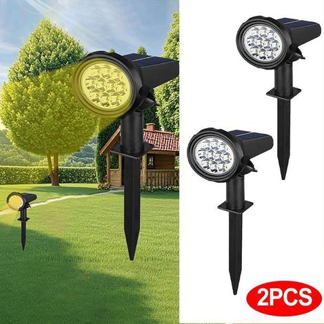 Lampe Solaire Extérieur, 3000KChaud, (y Compris Éclairage Continu), Spot Solaire d'Allée,Étanche IP44 Extérieur Lampe Jardin,2PCS (1/5)