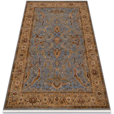 Teppich Wolle KESHAN Franse, Rahmen orientalisch 7875/53544 beige / blau blue 200x290 cm