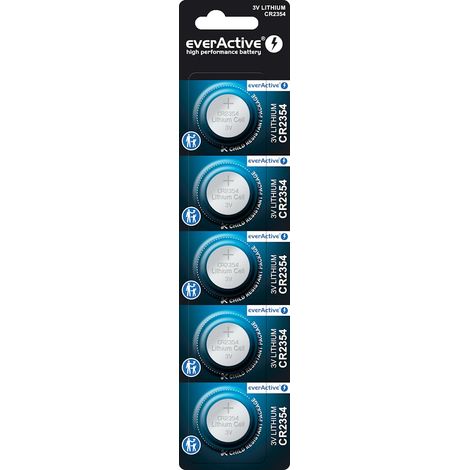 everActive CR2354 - Pilas de botón de Litio de 3 V, batería más Potente, 10 años de duración, 5 Unidades - 1 blíster
