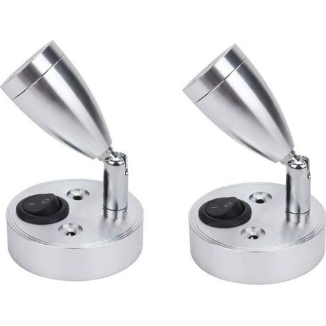 Spots LED 12 V, applique murale de chevet, interrupteur réglable, éclairage intérieur pour camping-car, caravane, bateau (argenté, court) (1/4)
