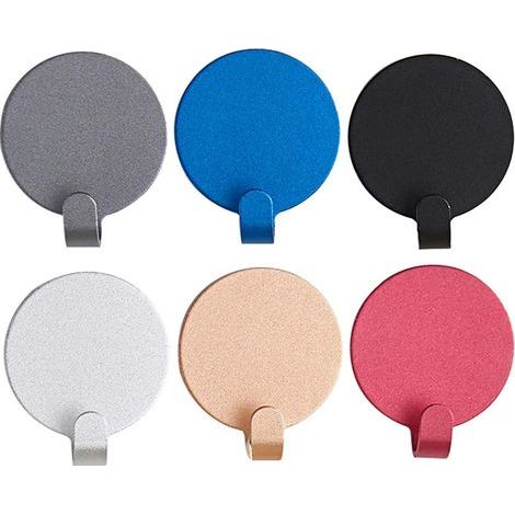 Dekorative runde Klebehaken aus Aluminium für die Wand zur Aufbewahrung von Kleidung, Handtüchern, Taschen und Hüten – für Zuhause oder Büro (6 Stück) (1/5)