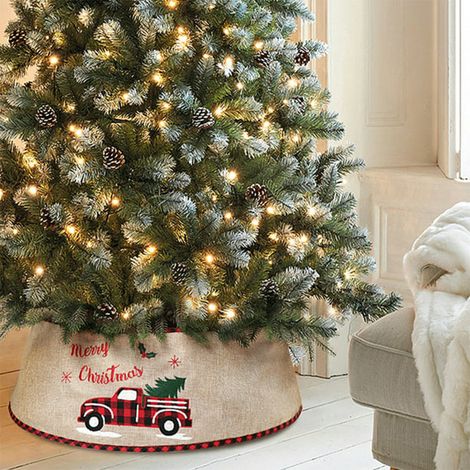 Burlap Merry Christmas Tree Skirt Collar (1/5)