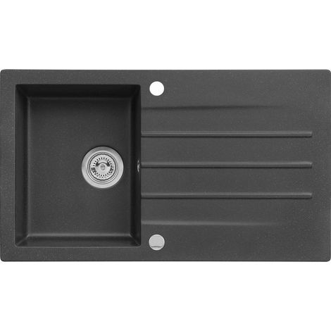 Alveus Cortina - Fregadero de granito 86x50 cm, con control de desagüe, carbon 1133451 (1/2)