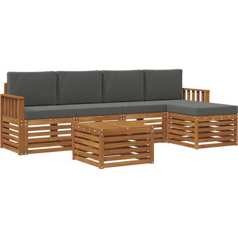 Conjunto de sofás de exterior 6 uds. Natural y Antracita vidaXL (1/5)