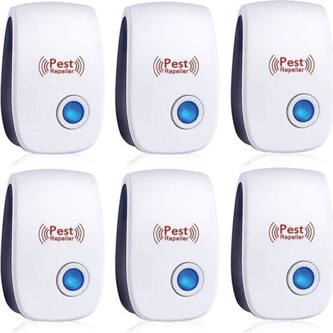Set di 6 repellenti per insetti a ultrasuoni per scarafaggi, formiche, topi, cimici dei letti, ratti, roditori, zanzare, ragni, per casa, ufficio, magazzino e hotel. (1/5)