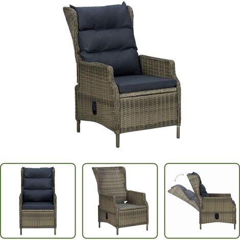 Chaise de jardin confortable - Chaise inclinable de jardin avec coussins Résine tressée Marron (1/5)