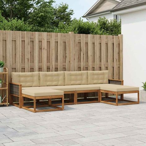 vidaXL Outdoor-Sofagarnitur 6 Stk. Natur und Beige (1/5)