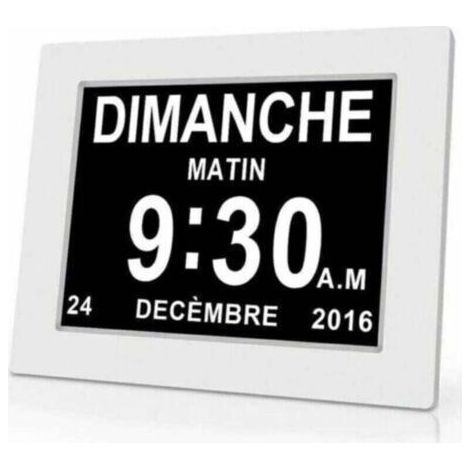 Horloge calendrier numérique One Piece 7 pouces avec date et heure, XU, Horloge Alzheimer pour parents, Rappel de médicaments pour grands-parents et enfants Blanc 20.414.32.4cm (1/4)